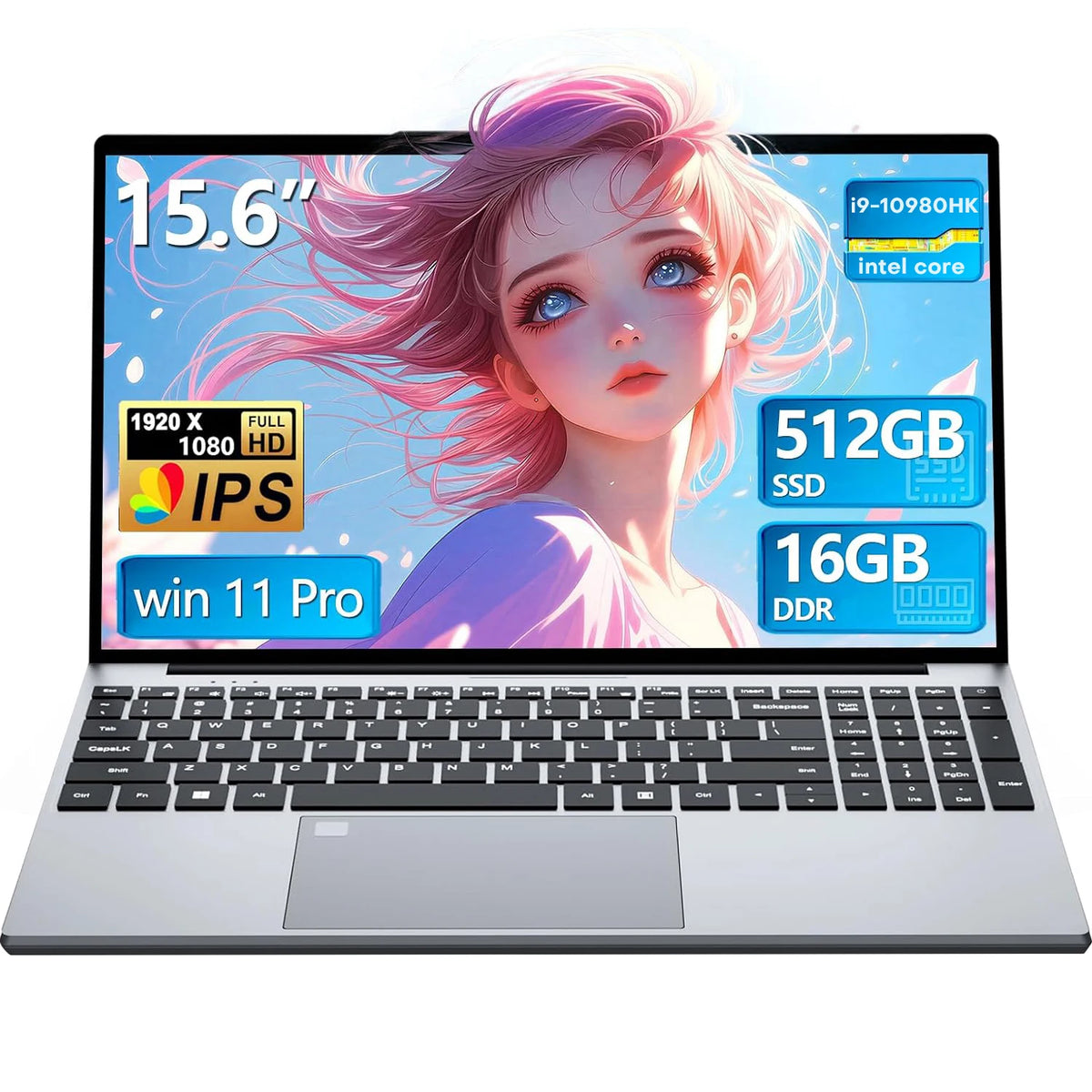 15.6“ Ultra Slim Laptop Intel I9 10980HK/9900 16GB RAM 2TB SSD Gaming PC 4K HD Windows 11 Pro Business Office Study Computer PC
