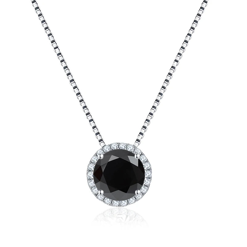 NeeTim 0.5ct 1ct Pink Blue Black Colorful Moissanite Necklaces for Women 925 Sterling Silver Box Chian Pendant Woman's Necklace