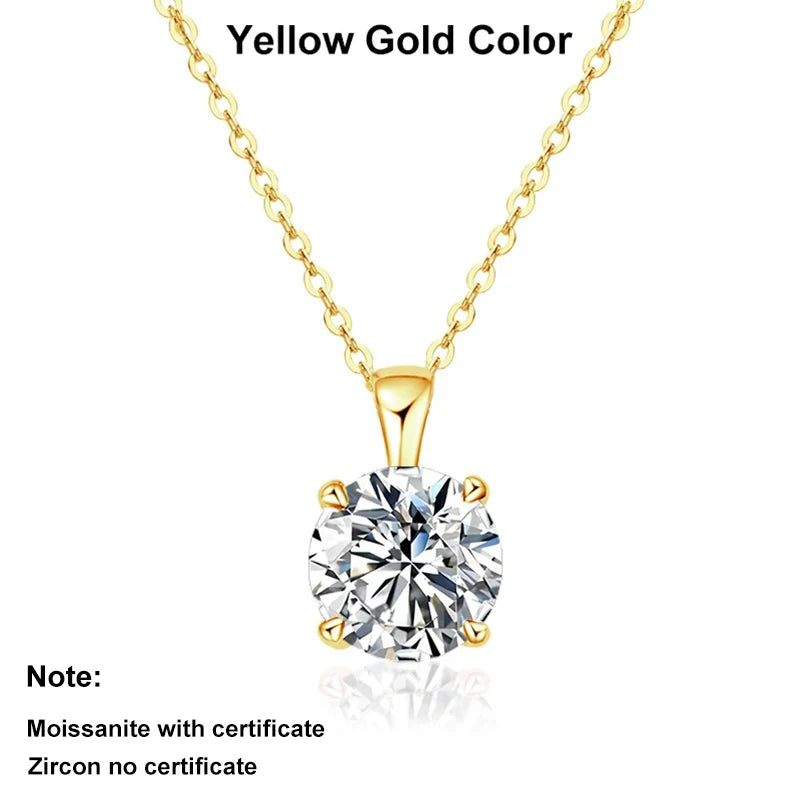 NeeTim 2ct 3ct Moissanite Necklace for Women Sterling Silver 925 with Yellow Rose White Gold Plated Lab Diamond Pendant Necklace