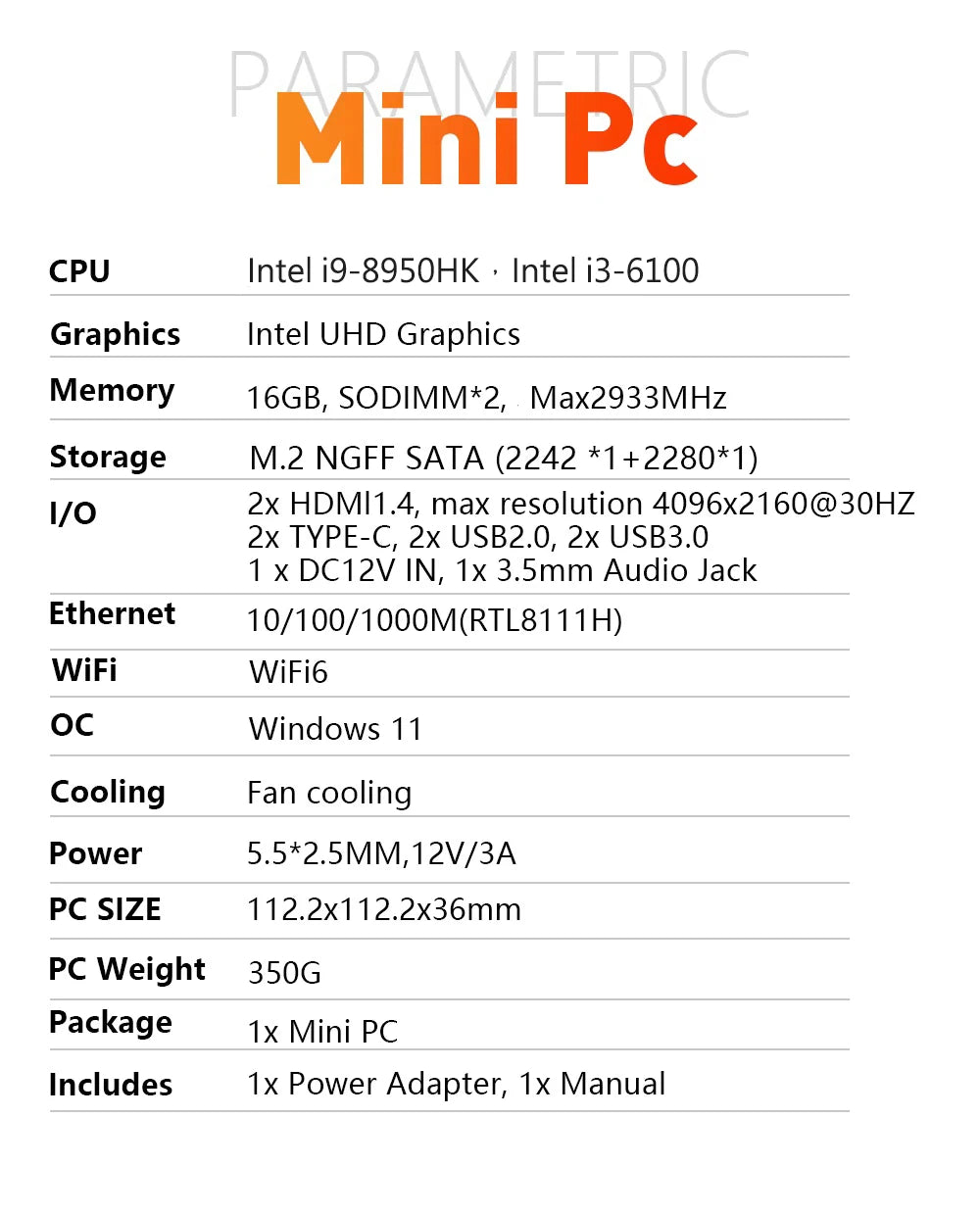 New Portable i9 Mini PC Computer Windows 11 Intel Core i9 8950HK 16GB 1TB Gaming Computer Dual-Band WiFi 6-Core Mini Desktop PC