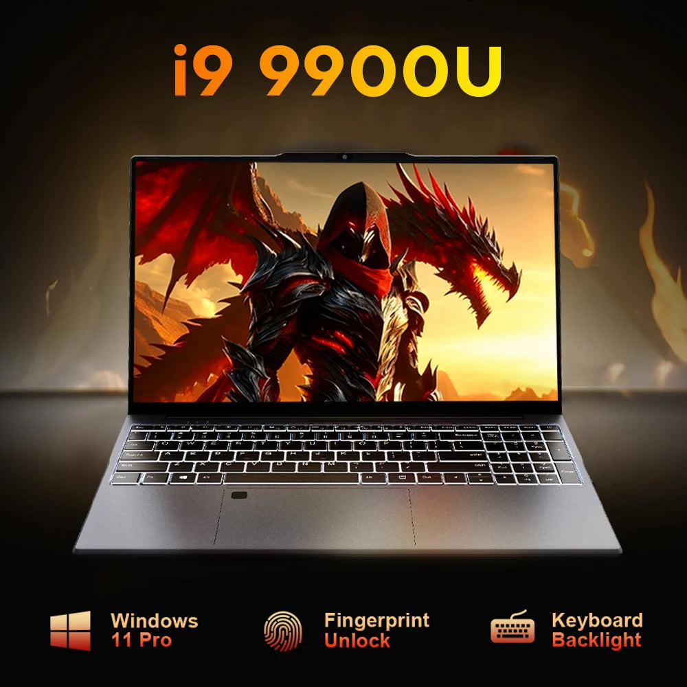 New Ultra Slim Laptop 15.6" 16GB RAM 2TB SSD Intel I9 10980HK/9900 Gaming PC 1920*1080 IPS Windows 11 Office Study Computer PC
