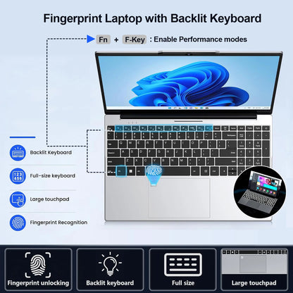 15.6“ Ultra Slim Laptop Intel I9 10980HK/9900 16GB RAM 2TB SSD Gaming PC 4K HD Windows 11 Pro Business Office Study Computer PC