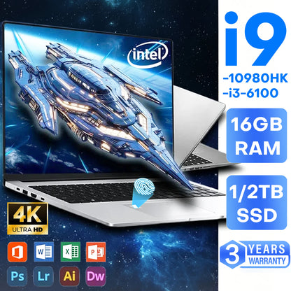 Intel I9 15.6' Windows 11 Laptop Computer Intel Core I9 10980HK 16GB 1TB Laptops Office Computer Fingerprint Unlock Notebook PC