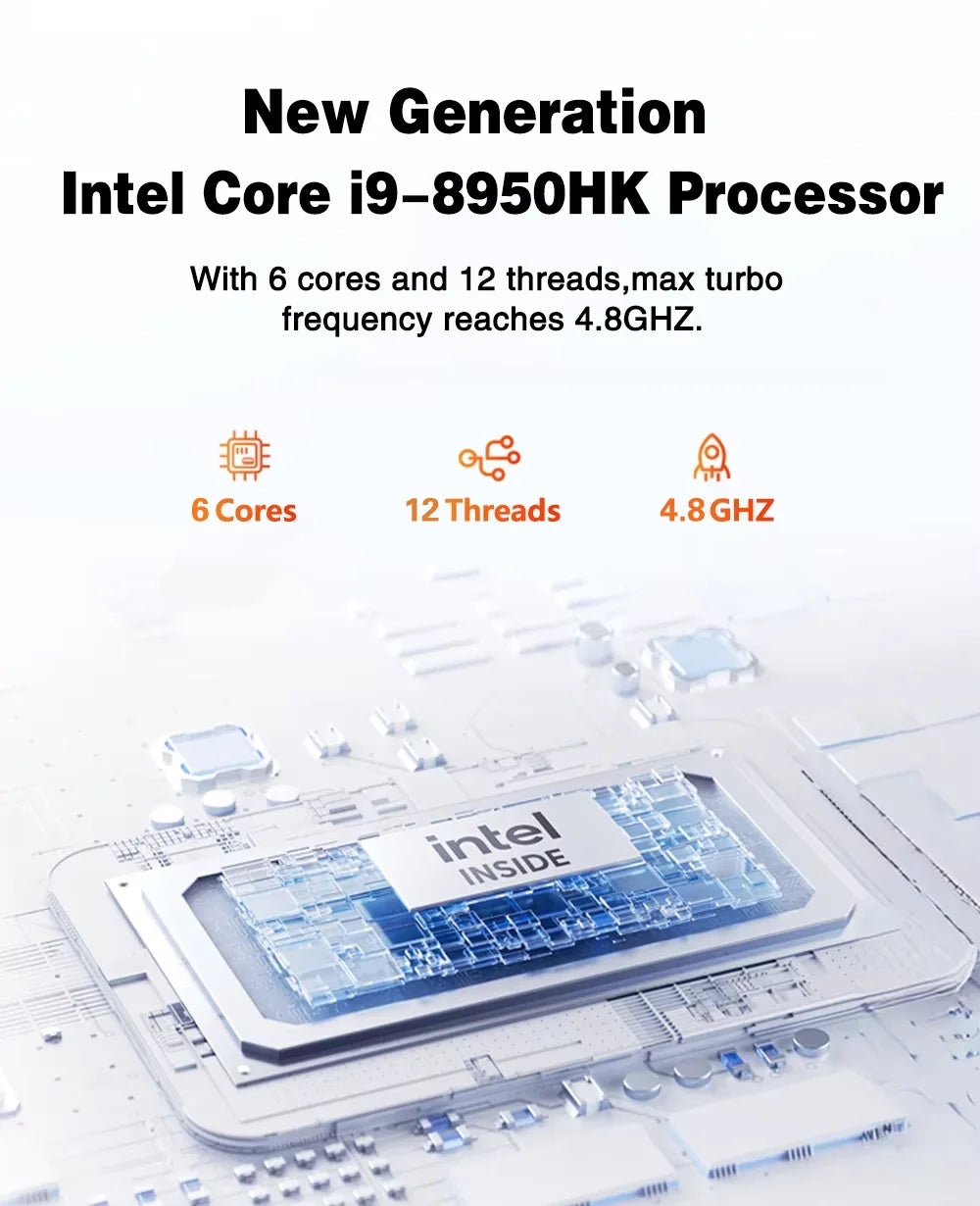New Portable i9 Mini PC Computer Windows 11 Intel Core i9 8950HK 16GB 1TB Gaming Computer Dual-Band WiFi 6-Core Mini Desktop PC