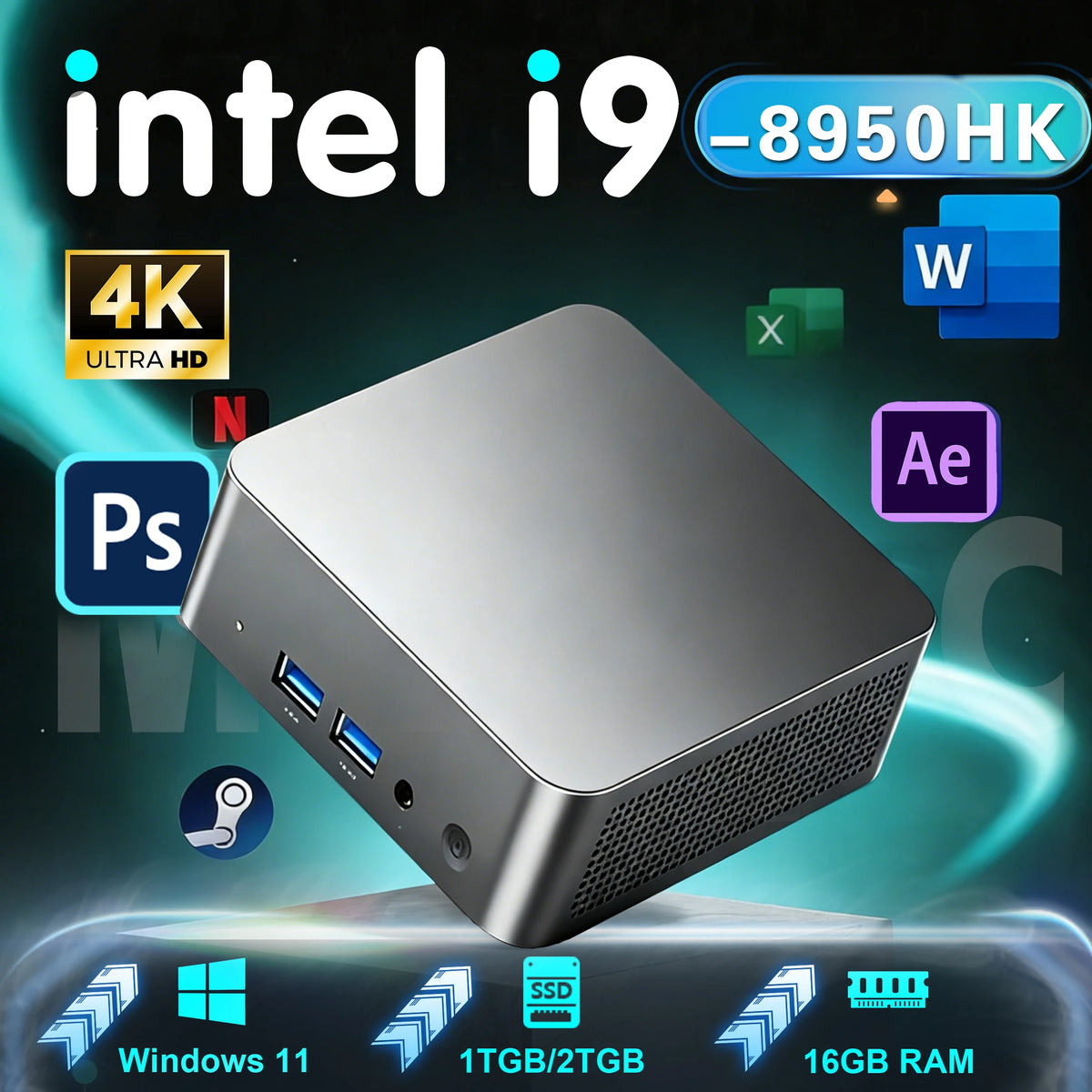 2026 New game Mini PC Intel i9 8950HK i3-6100 Computer Windows 11 16GB 1/2TB 4K Gaming Computer WiFi6 Portable Mini Desktop PC