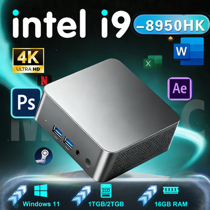 2026 New game Mini PC Intel i9 8950HK i3-6100 Computer Windows 11 16GB 1/2TB 4K Gaming Computer WiFi6 Portable Mini Desktop PC