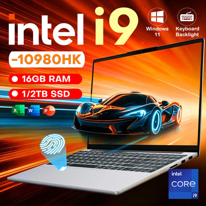 Windows 11 Intel I9-10980HK I3-6100U 15.6 inch Portable Laptop Fingerprint Unlock Notebook 16GB 1TB 2TB Gaming Laptops Computer