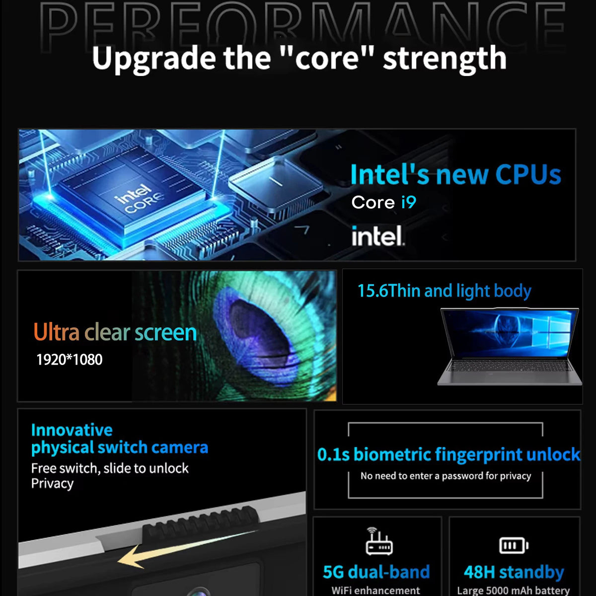 15.6 inch Gaming Laptop Computer Intel Core i9 10980HK/9900 16GB RAM 1/2TB SSD Fingerprint Unlock Notebook Laptops Backlight