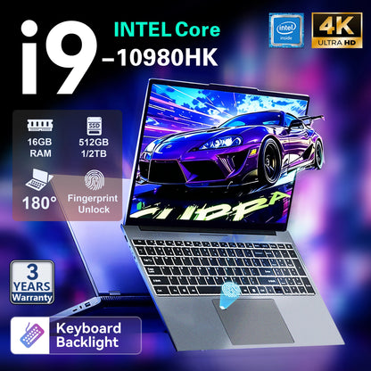 new 15.6" Ultra Intel i9 10980HK Laptop Computer PC Windows 11 16GB RAM 1TB SSD i9 Laptops Office Fingerprint Unlock Notebook PC