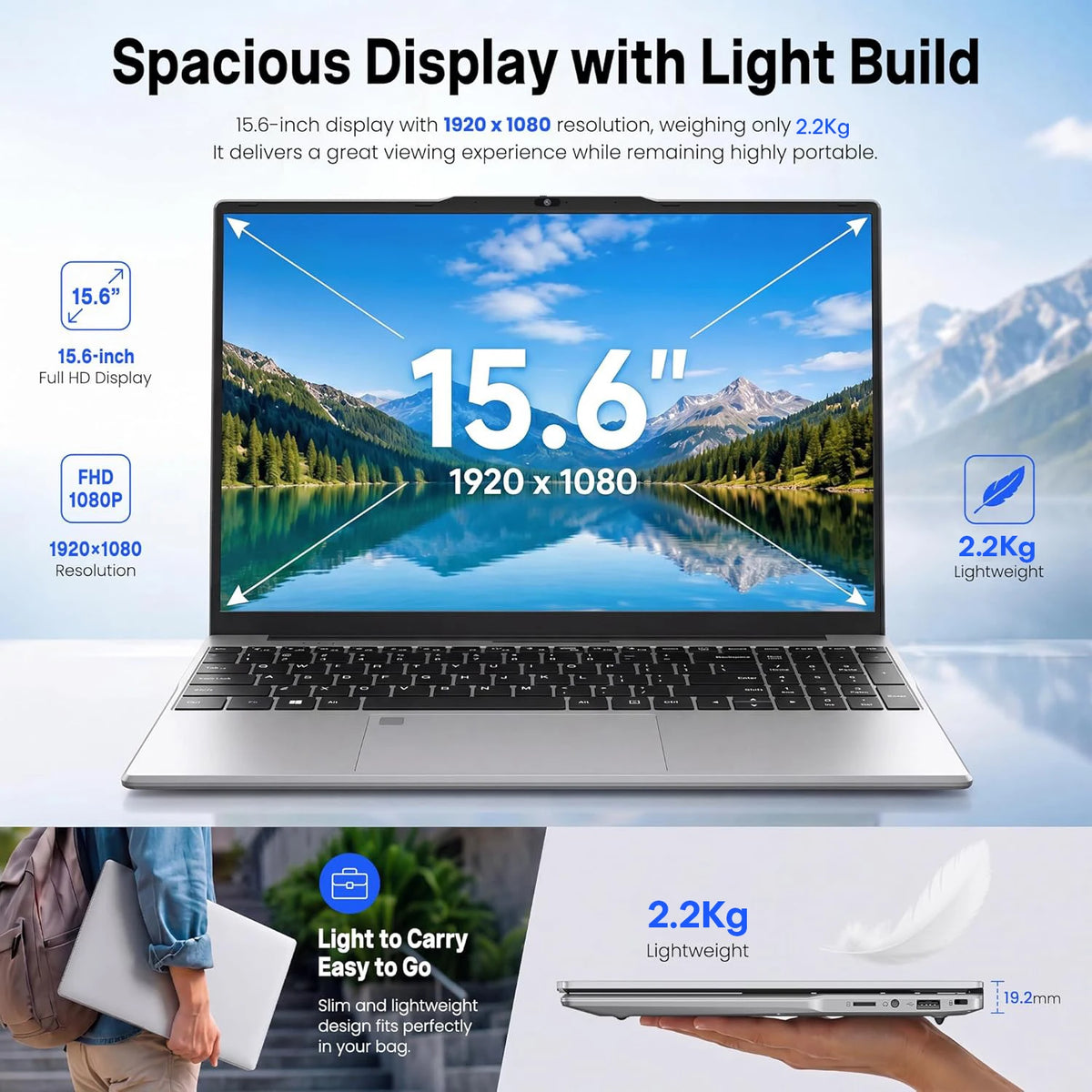 15.6“ Ultra Slim Laptop Intel I9 10980HK/9900 16GB RAM 2TB SSD Gaming PC 4K HD Windows 11 Pro Business Office Study Computer PC