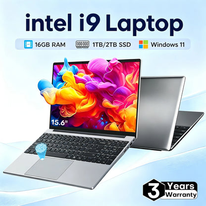 15.6" Protable Laptop Windows 11 Intel I9 10980HK/9900 Notebook PC Gamer 16GB RAM 2TB SSD Backlit 180° Open Office Computer PC