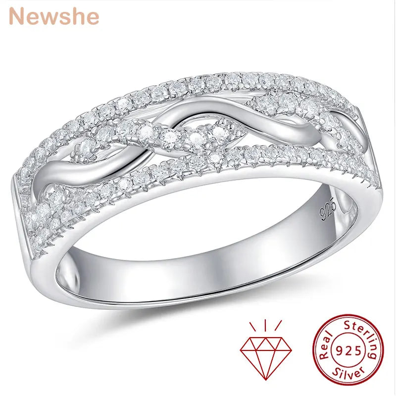 Newshe Luxury Moissanite Wedding Rings for Women Original 925 Sterling Silver Eternity Band Brilliant Engagement Ring Jewelry