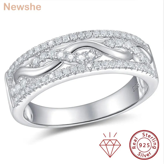 Newshe Luxury Moissanite Wedding Rings for Women Original 925 Sterling Silver Eternity Band Brilliant Engagement Ring Jewelry