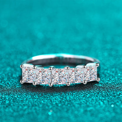 NeeTim Full D Color Princess Cut Moissanite Diamond Rings for Women S925 Sterling Silver Wedding Engagement Party Band Ring