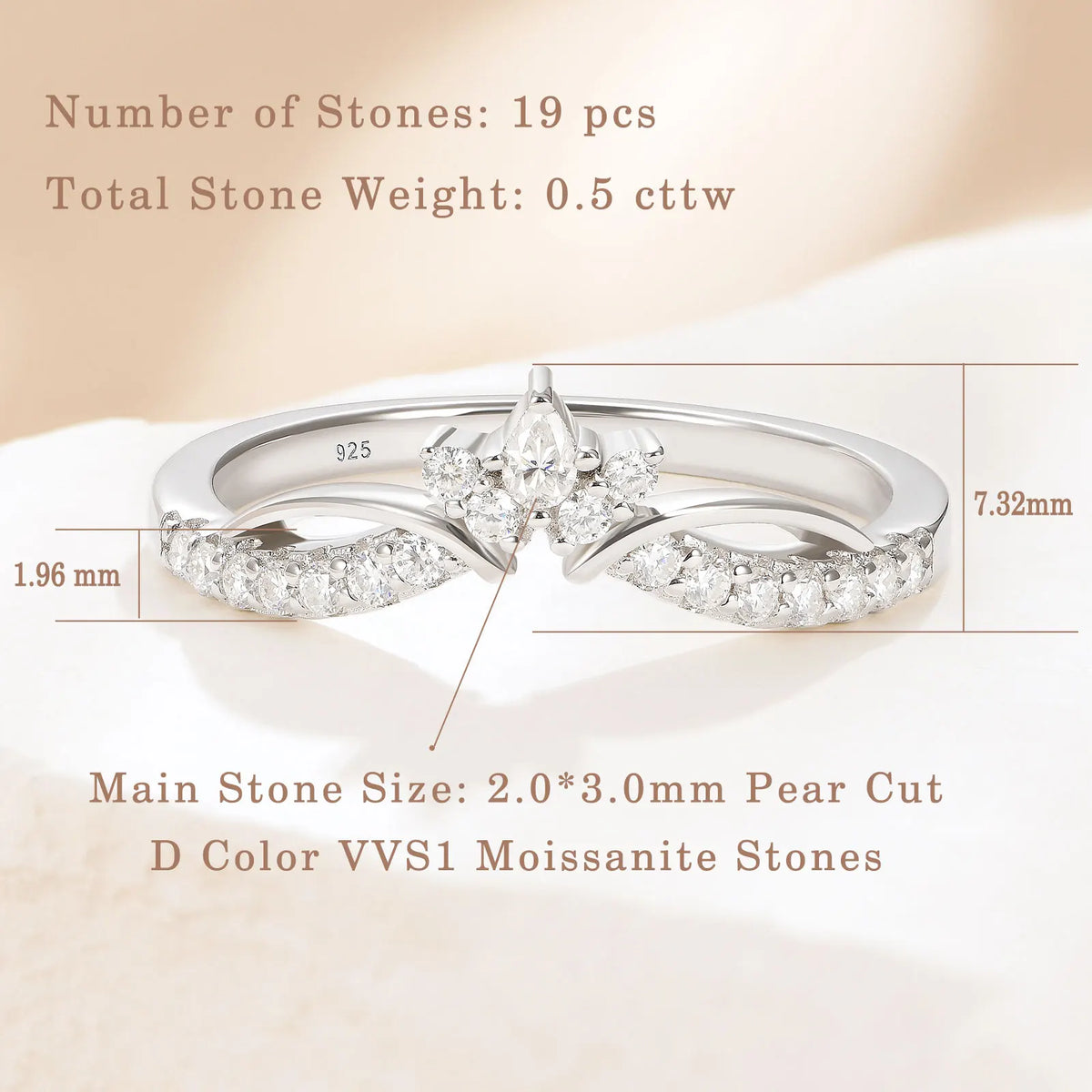 Newshe Moissanite Wedding Band for Women 925 Silver Crown Stacking Eternity Rings D Color VVS1 Luxury Ring Jewelry