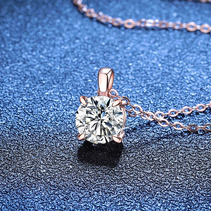 NeeTim 2ct 3ct Moissanite Necklace for Women Sterling Silver 925 with Yellow Rose White Gold Plated Lab Diamond Pendant Necklace