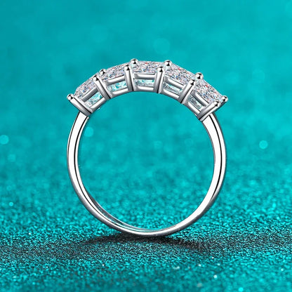 NeeTim Full D Color Princess Cut Moissanite Diamond Rings for Women S925 Sterling Silver Wedding Engagement Party Band Ring