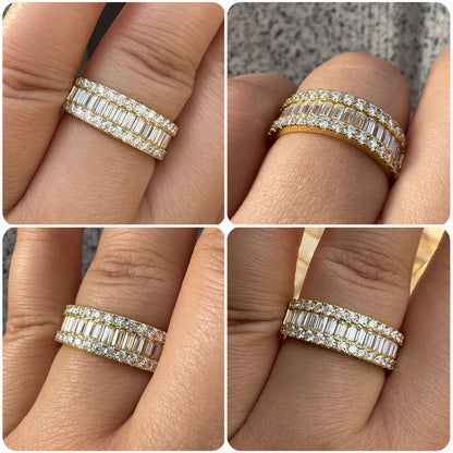 Newshe D Color GRA Certified Moissanite Rings for Women Solid 925 Sterling Silver Yellow Gold Color Wedding Engagement Ring