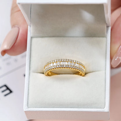 Newshe GRA Certified Moissanite Wedding Bands 925 Sterling Silver 14K Yellow Gold Plated Promise Engagement Rings
