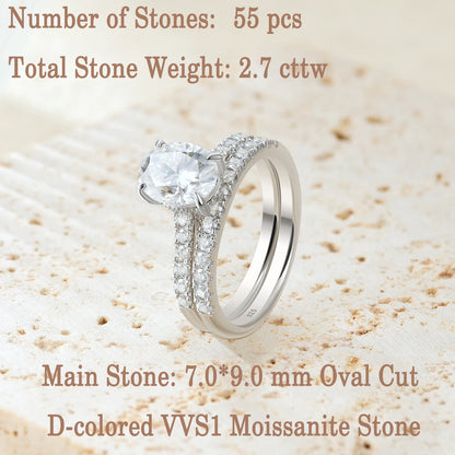 Newshe Moissanite Bridal Rings Set for Women D color VVS1 Radian Oval Cut Engagement Ring 925 Sterling Sliver Luxury Jewelry