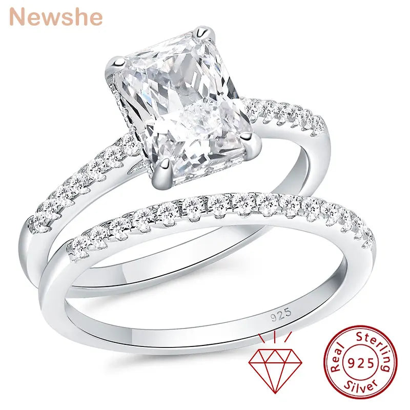 Newshe Moissanite Bridal Rings Set for Women D color VVS1 Radian Oval Cut Engagement Ring 925 Sterling Sliver Luxury Jewelry