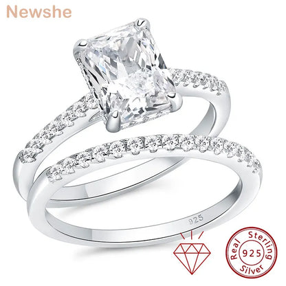 Newshe Moissanite Bridal Rings Set for Women D color VVS1 Radian Oval Cut Engagement Ring 925 Sterling Sliver Luxury Jewelry