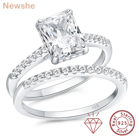 Newshe Moissanite Bridal Rings Set for Women D color VVS1 Radian Oval Cut Engagement Ring 925 Sterling Sliver Luxury Jewelry