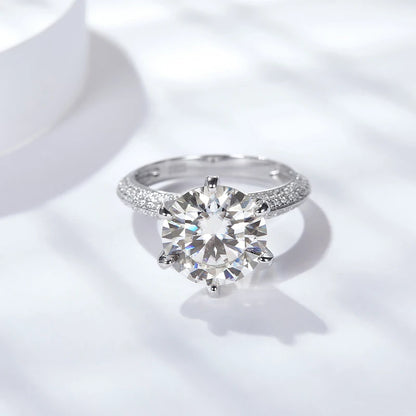 NeeTim 5 Carat Moissanite Wedding Rings For Women 925 Sterling Silver Eternity with White Gold Plated Band Engagement Jewelry