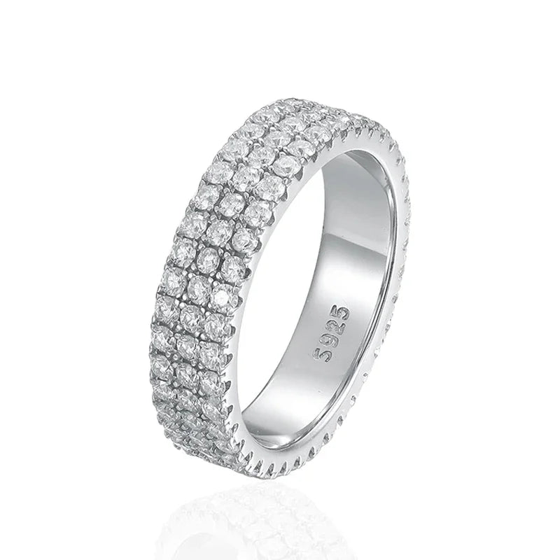 NeeTim Full Moissanite Ring Sterling Silver 925 with Gold Plated Wedding Engagement Eternity Band Patry Luxury Jewelry for Women
