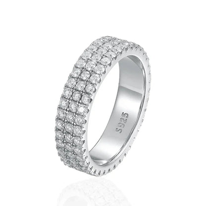 NeeTim Full Moissanite Ring Sterling Silver 925 with Gold Plated Wedding Engagement Eternity Band Patry Luxury Jewelry for Women