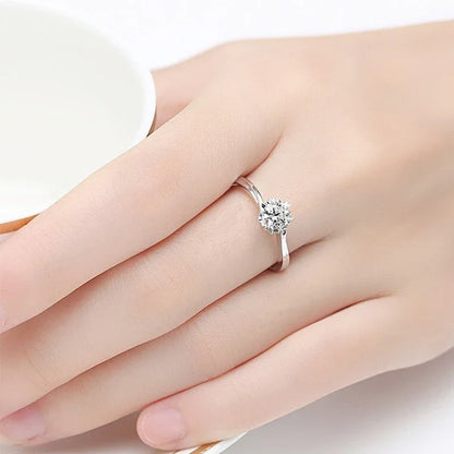 NeeTim 0.5ct 5mm Moissanite Ring Lab Diamond Solitaire Ring for Women Engagement Promise Bands Wedding Band Fine Jewelry