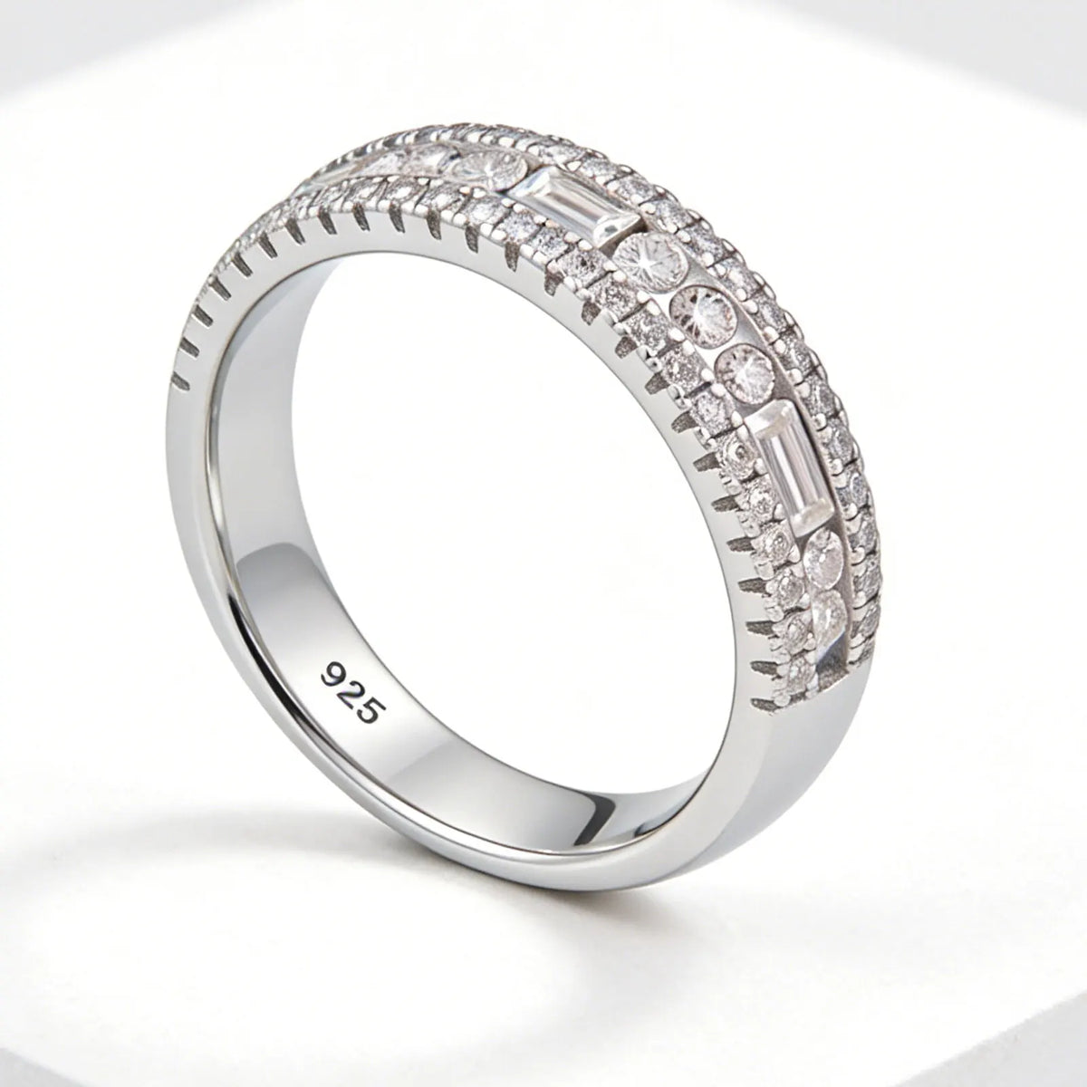 Newshe GRA Certified Moissanite Wedding Bands 925 Sterling Silver 14K Yellow Gold Plated Promise Engagement Rings