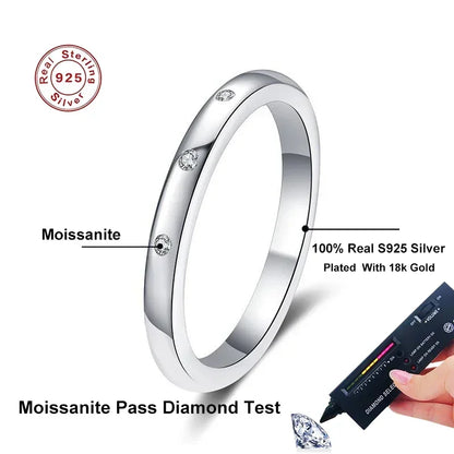 NeeTim Moissanite Ring for Women S925 Solid Silver with White Gold Plated Diamond Wedding Bridal Band Luxury Jewelry Gift