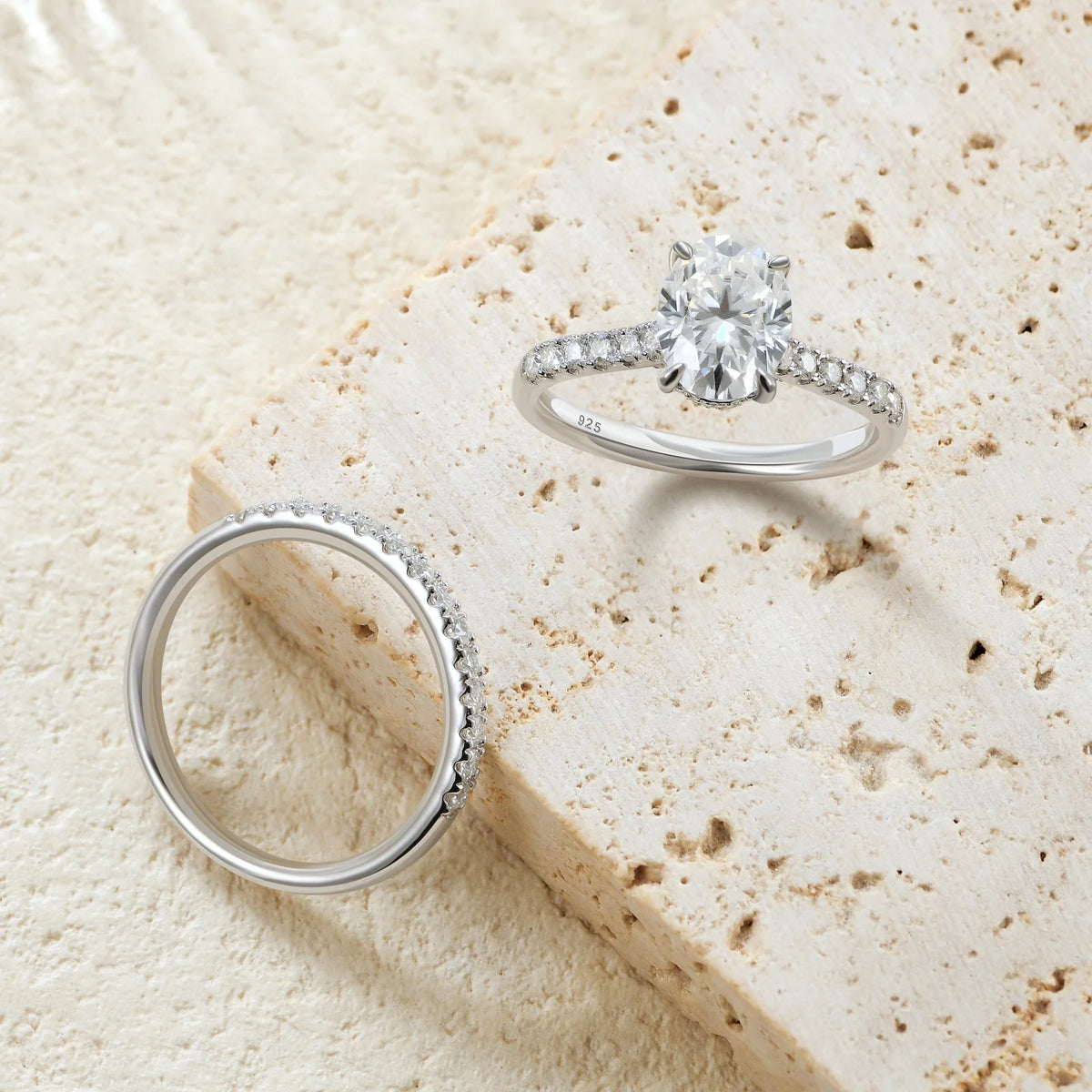 Newshe Moissanite Bridal Rings Set for Women D color VVS1 Radian Oval Cut Engagement Ring 925 Sterling Sliver Luxury Jewelry