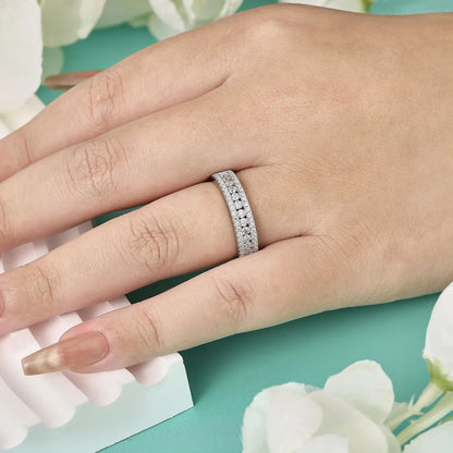 Newshe D Color Moissanite Rings Wedding Ring for Women 925 Sterling Silver Half Eternity Engagement Band