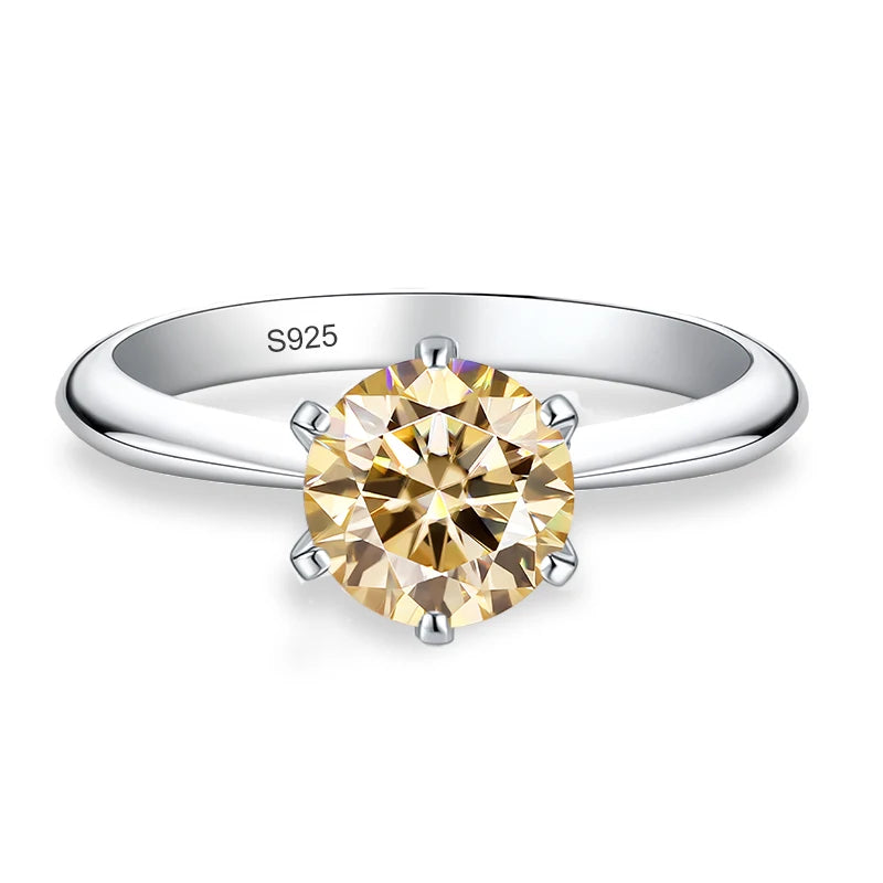 NeeTim 0.5ct 1ct 2ct 3ct Blue Pink Purple Black Moissanite Rings for Women Sterling 925 Silver Wedding Party Band Woman's Ring