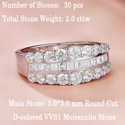 Newshe Certified Moissanite Wedding Ring for Women 925 Sterling Silver Promise Engagement Rings Round Emerald Cut