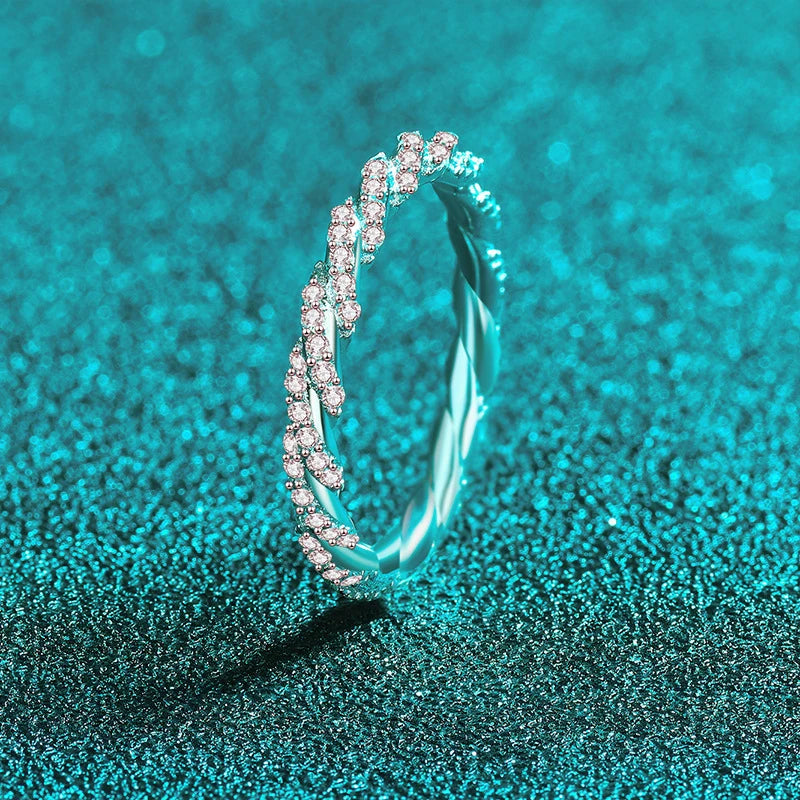 NeeTim Full D Color Moissanite Wedding Band Ring 925 Sterling Silver Sparkling Eternity Band Engagement Bride Rings For Women