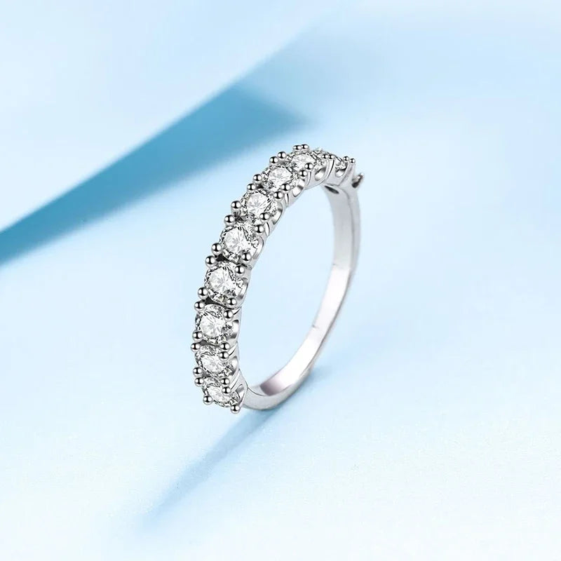 NeeTim 2.5mm 3mm Full Moissanite Rings for Woman Wedding Jewelry 925 Sterling Silver Diamond Rings Engagement Promise Band Gifts