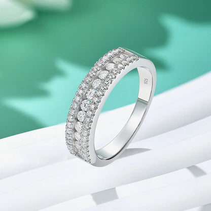 Newshe D Color Moissanite Rings Wedding Ring for Women 925 Sterling Silver Half Eternity Engagement Band