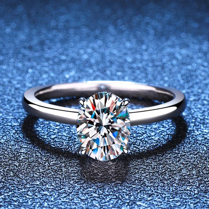 NeeTim 7x9mm 2ct Moissanite Ring S925 Sterling Silver Oval Cut Lab Diamond Wedding Rings for Women Engagement Promise Band Gift