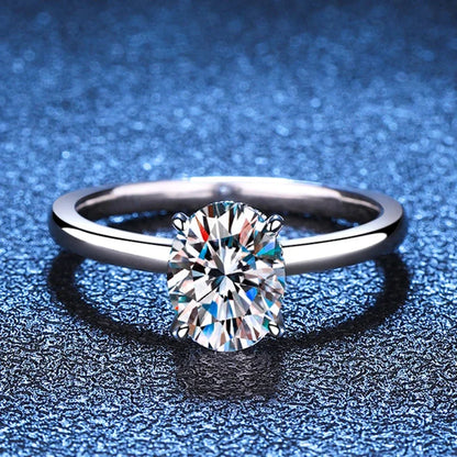 NeeTim 7x9mm 2ct Moissanite Ring S925 Sterling Silver Oval Cut Lab Diamond Wedding Rings for Women Engagement Promise Band Gift