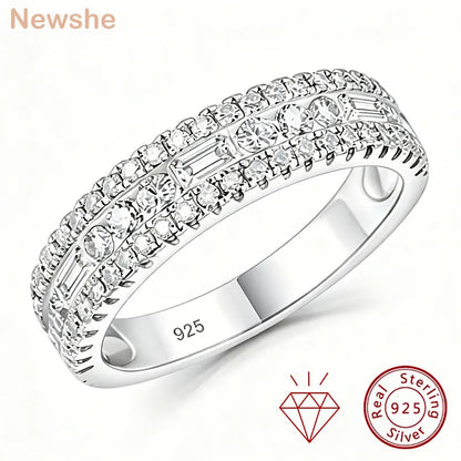 Newshe GRA Certified Moissanite Wedding Bands 925 Sterling Silver 14K Yellow Gold Plated Promise Engagement Rings