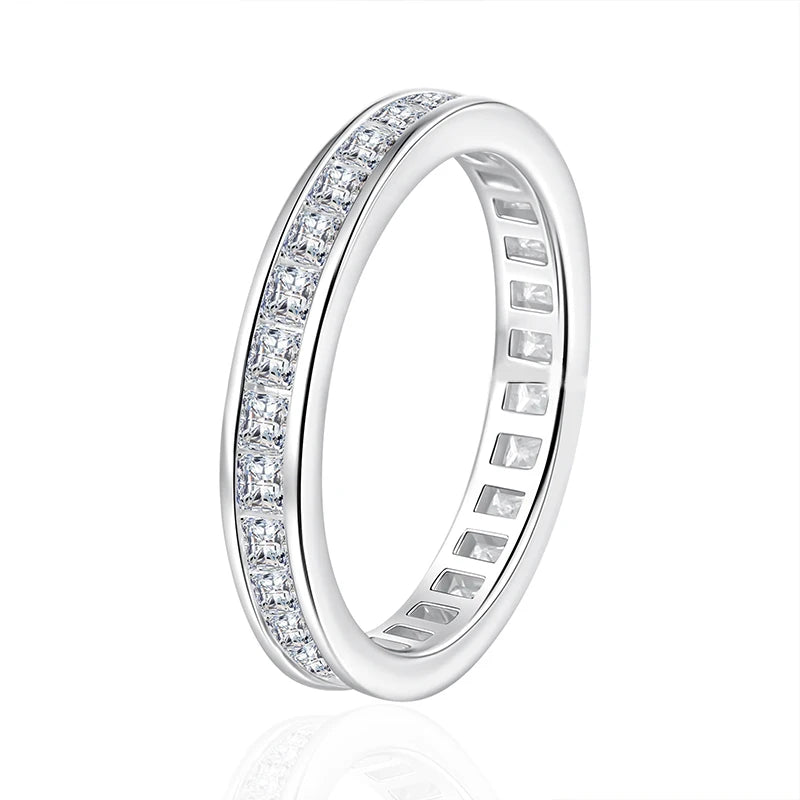 NeeTim Full Princess Cut Moissanite Ring for Women 925 Sterling Silver Lab Diamond Engagement Wedding Rings Fine Jewelry Bands
