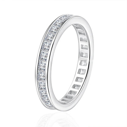 NeeTim Full Princess Cut Moissanite Ring for Women 925 Sterling Silver Lab Diamond Engagement Wedding Rings Fine Jewelry Bands