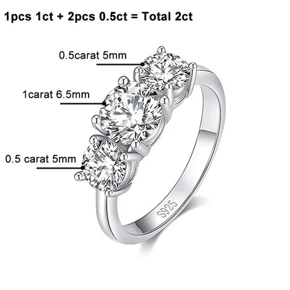 NeeTim 4CT Moissanite Engagement Ring for Women 3-stone S925 Sterling Silver with Gold Plated Wedding Band Promise Diamond Rings