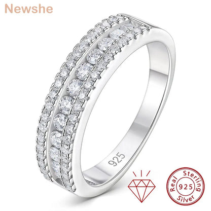 Newshe D Color Moissanite Rings Wedding Ring for Women 925 Sterling Silver Half Eternity Engagement Band