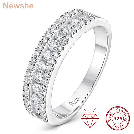 Newshe D Color Moissanite Rings Wedding Ring for Women 925 Sterling Silver Half Eternity Engagement Band
