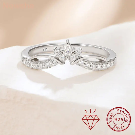Newshe Moissanite Wedding Band for Women 925 Silver Crown Stacking Eternity Rings D Color VVS1 Luxury Ring Jewelry