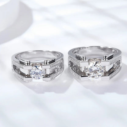 NeeTim 1ct 2ct Moissanite Ring For Men 925 Sterling Silver with White Gold Plated Wedding Band Man Rings Luxury Fine Jewelry